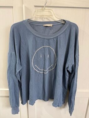 By Together Blue Crewneck Sweater with White Smiley